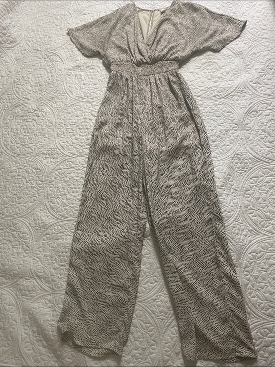 Japna Pants - Japna Cream and Black Printed Wide-Leg Jumpsuit